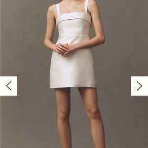 BHLDN Sleeveless Square-Neck Taffeta A-Line Mini Dress Elegant White Mini Dress
